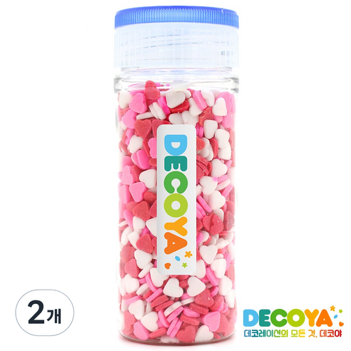 데코야 발렌하트 셰이프 간편용기 (하트모양/베이킹/토핑/스프링클), 2개, 70g