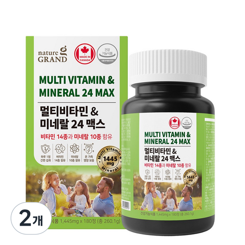 네이처그랜드 멀티비타민 & 미네랄 24 맥스 비타민14종 미네랄10종 약 6개월분, 2개, 180정