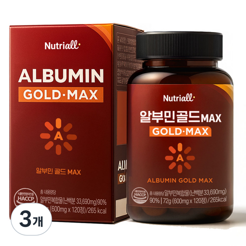 알부민 골드 MAX 식약청 인증 HACCP 4개월분, 3개, 120정