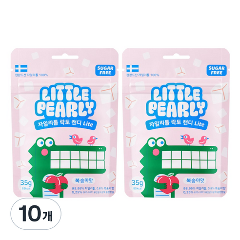 리틀펄리 어린이 자일리톨 무설탕 캔디 복숭아맛, 35g, 10개