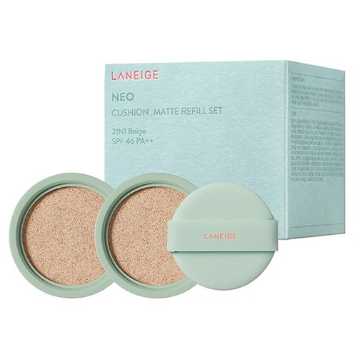 라네즈 네오 쿠션 매트 리필, 21N1 베이지, 15g, 2개