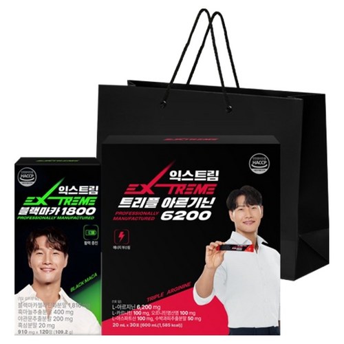 익스트림 트리플 아르기닌 6200 600ml + 블랙마카 1800 120정 패키지 세트 + 쇼핑백, 120정, 1세트
