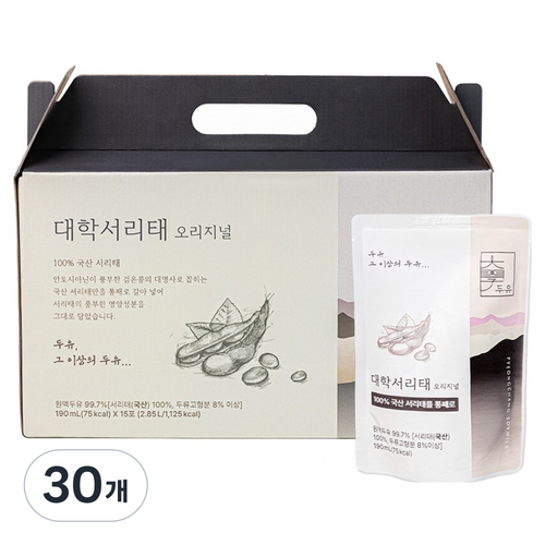 대학두유 서리태 오리지널 두유, 190ml, 30개