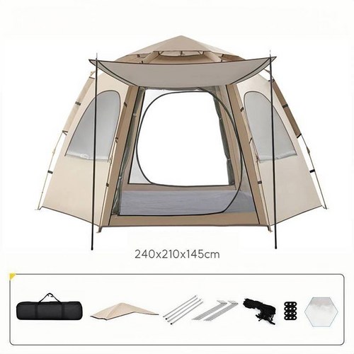 캠핑텐트 쌍문창 육각형 원터치텐트 방습 매트+수납팩 증정, 240x210x145cm