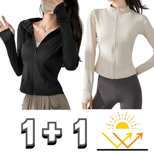 집가치 여성 봄 피트니스 상의 긴팔 자외선차단 집업 요가복 자켓