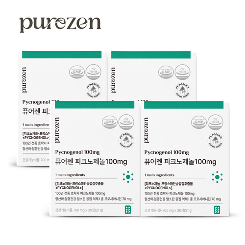 퓨어젠 피크노제놀 100mg, 4박스, 30정
