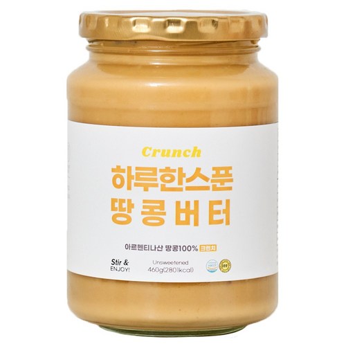 프프프 460g 대용량 무가당 고단백 땅콩버터 100% 크런치, 1개, 460g