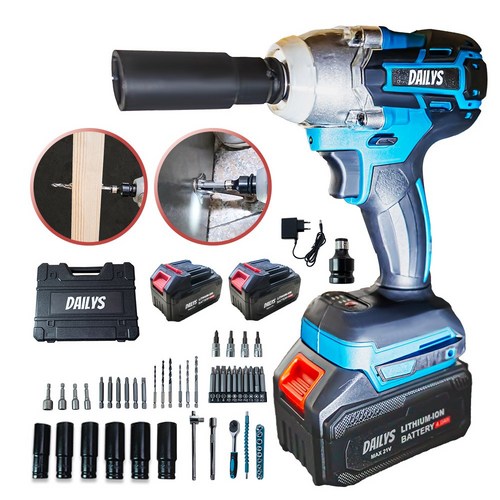 데일리공식 21V 고출력 무선 전동 임팩드릴 충전 임팩 렌치 드라이버 풀세트, 1개