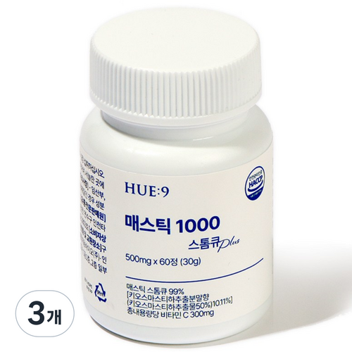 휴나인 매스틱 검 1000 스톰 큐 무농약 양배추 PLUS, 3개, 60정