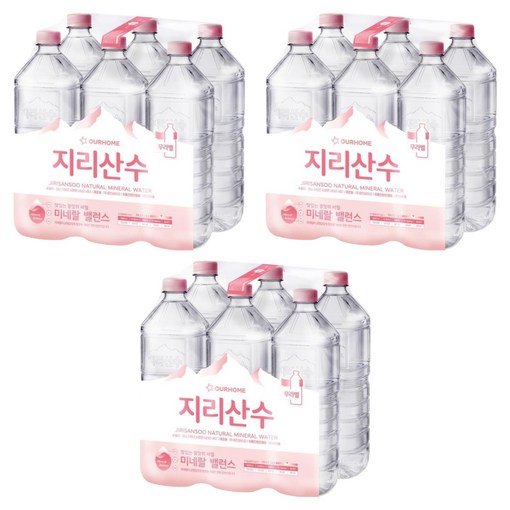 아워홈 지리산수 무라벨, 2L, 18개