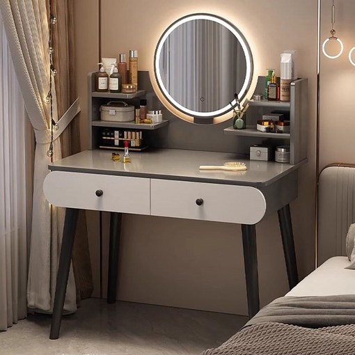 침실 6008001000 입식 서랍 수납 LED 거울 화장대