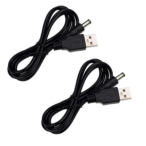 USB A타입 to DC 변환 케이블 외구경 5.5mm 내구경 2.1mm 2개 세 컨버터 공유기 셋톱박스 전화기 다양한 전자기기용 충전 지원 케이블, 100cm, 2개