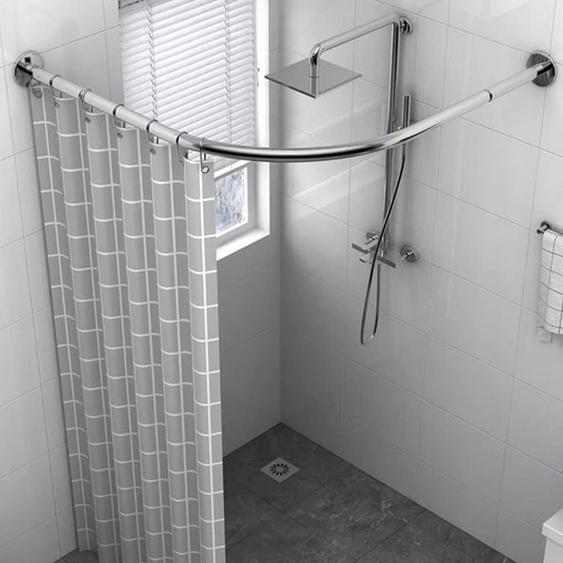 스테이 무타공 욕실 화장실 코너 방수 샤워 커튼봉 압축봉 욕조 커튼 파티션, 스테이실버 B타입, 1개