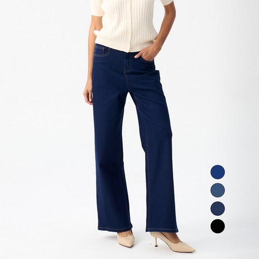 엘블로썸 여성 숏,기본,롱 스판 와이드 핏좋은 히든밴드 청바지