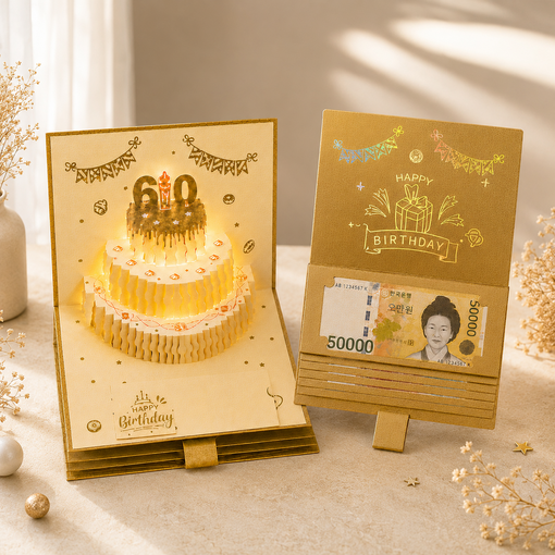 생일 축하 멜로디 카드 LED 현금 용돈 봉투