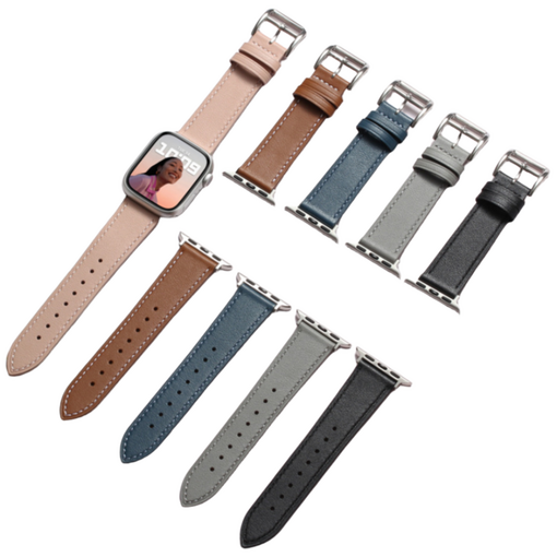 세인트스코트 STRL01 애플워치 호환 스트랩 프리미엄 소가죽 밴드, 블루쉬 그린실버 커넥터, 1개