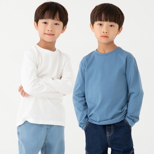 롤리트리 아동용 베이직 긴팔 라운드넥 티셔츠 2p
