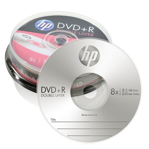 HP 8.5GB 8x 더블 레이어 공디스크 DVD+R 케익 10p, 단일 상품
