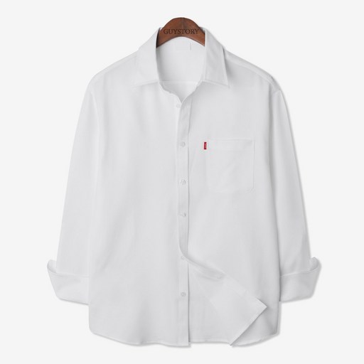 가이스토리 남성용 사계절 피셔 포켓 긴팔 빅사이즈 캐주얼 셔츠