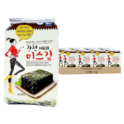 hanadamfood 金小姐廣川傳統海苔 16包, 64g, 1袋