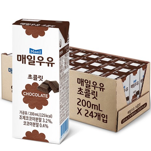 매일유업 초콜릿 우유, 200ml, 24개