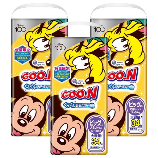 GOO.N 大王 日本境內版 拉拉褲/尿布 迪士尼限定版, XXL, 102片