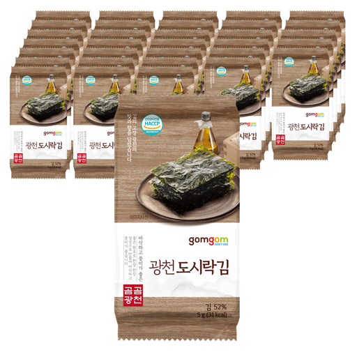곰곰 광천 도시락김 5g 32개 건강한 간식으로 즐기는 바삭한 맛
