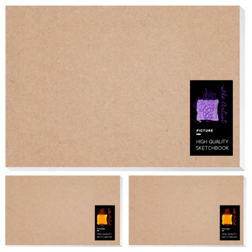 영아트 전문가 크라프트 스케치북 패드타입 200g 3p + 스티커 랜덤발송 3p 세트, 30매, 16절