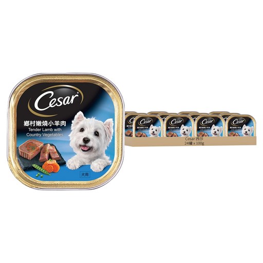 Cesar 西莎 狗罐頭, 鄉村嫩燒小羊肉, 100g, 24罐
