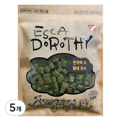 에스카도로시 강아지 큐부 간식 면역력 앤 황태, 황태맛, 500g, 5개