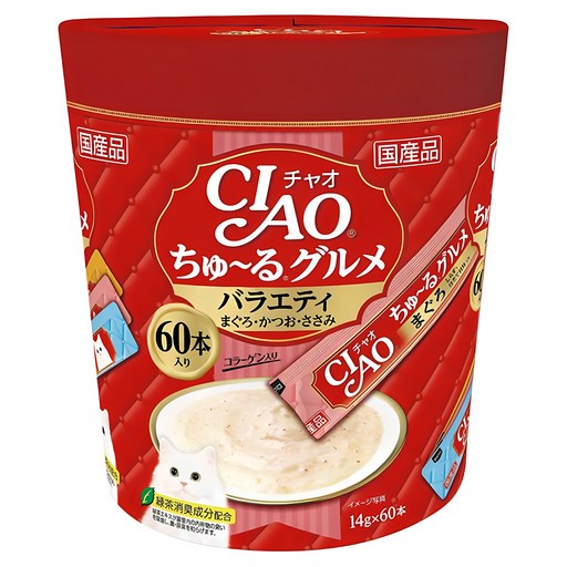 챠오츄르 고양이 구루메 버라이어티 간식 60p, 혼합맛(참치/가다랑어/닭가슴살), 840g, 1개
