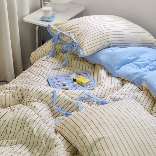 믹스앤매치 국내 제조 에센셜 스트라이프 차렵이불 세트