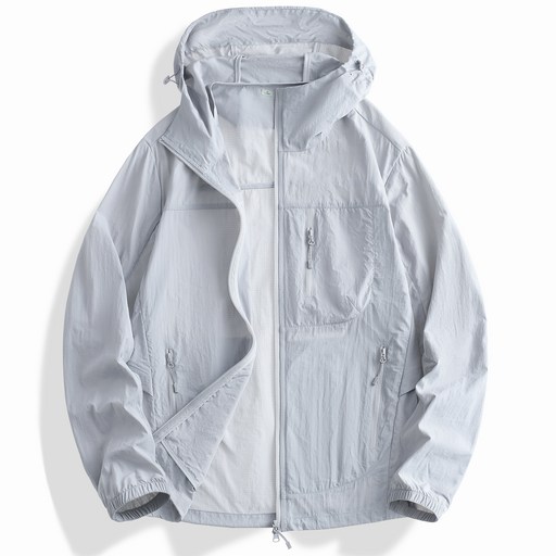 에버유어스 여름 바람막이 여성 자외선 차단 경량 자켓 후드집업 그레이 베이지