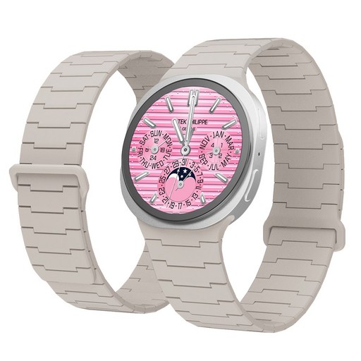 캘릭스 갤럭시워치 호환 실리콘 버클링 마그네틱 스트랩 밴드 시계줄, 베이지, 1개