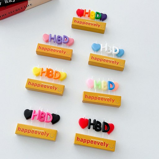 하피블리 HBD초 1P 생일초 파티 케이크초, HBD초라벤더핑크