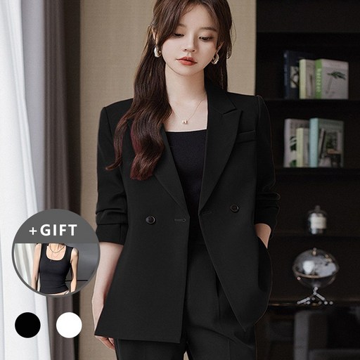 Titikong 여성 셋업 데일리 정장세트  스트랩 나시 티셔츠 증정 모던 심플 프리미엄 빅사이즈