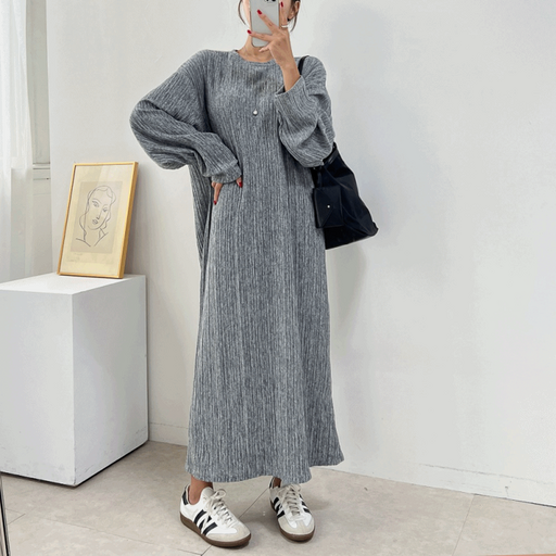 빅사이즈 ok 플리츠 탄탄 보들 보카시 오버핏 맥시 롱 원피스 3color