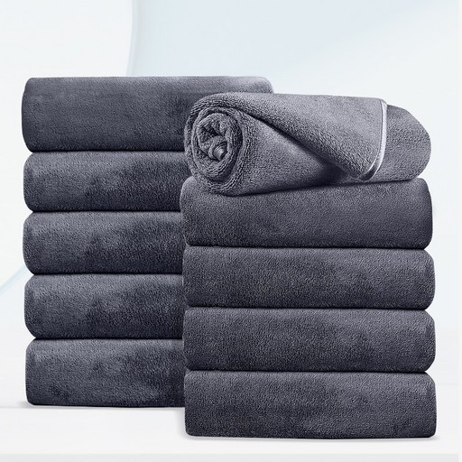 FASEN 수건 이탈리아 5성급 호텔수건 200수 코마사 타올 먼지없는수건, 다크그레이, 10개