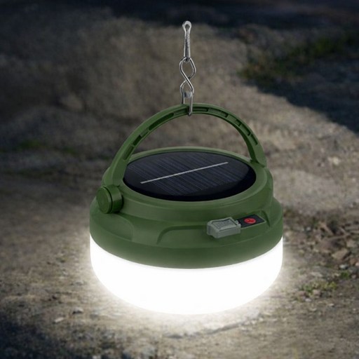 태양열 휴대용 LED 캠핑 랜턴 태양광 충전 야외 캠핑조명, 1개, 카키 TYPE2