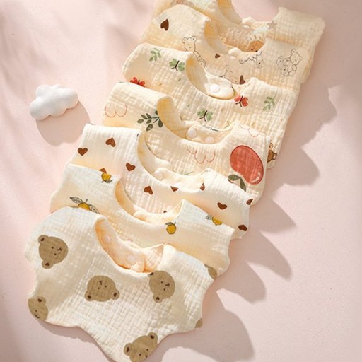 KC인증 몽실이 6겹 순면 요일턱받이 아기 신생아 이유식 여름 돌 선물 세트 선물포장