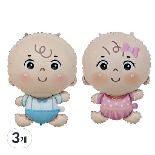베이비샤워 홈파티 남편 서프라이즈 이벤트 아기호일풍선, 3개, 남아여아
