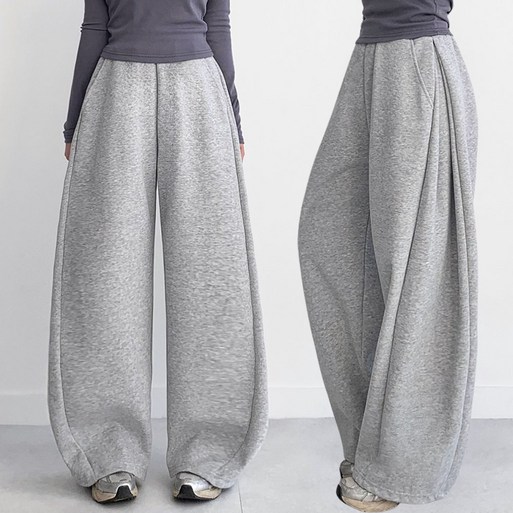 FITOJIM 여성 사이드 핀턱 밴딩 와이드 팬츠 트레이닝 바지