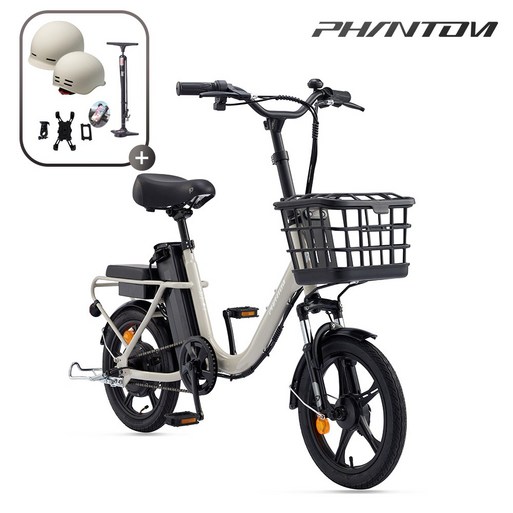 삼천리 2026 16 팬텀 어라운드 전기자전거 2인용 바구니 자전거 파스 스로틀 겸용, 샌드 베이지, 스틸