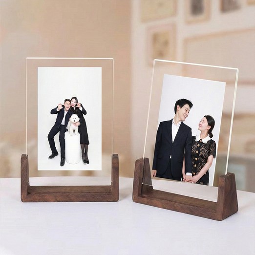 블리스 인테리어 액자 포토 프레임 스탠드 액자 6, 7인치 겸용, 1개, 브라운