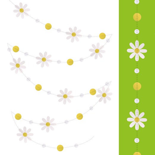 데이지 종이가랜드x 3개 파티장식 봄 벽꾸미기 생일 꽃가랜드 돌잔치 베이비샤워