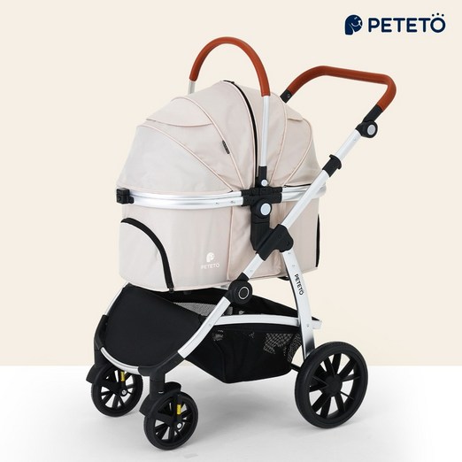 코오롱보증 강아지 접이식 방수 유모차 반려동물 펫 고양이 애견 개모차 PETETO 페테토 COSMO, 디럭스