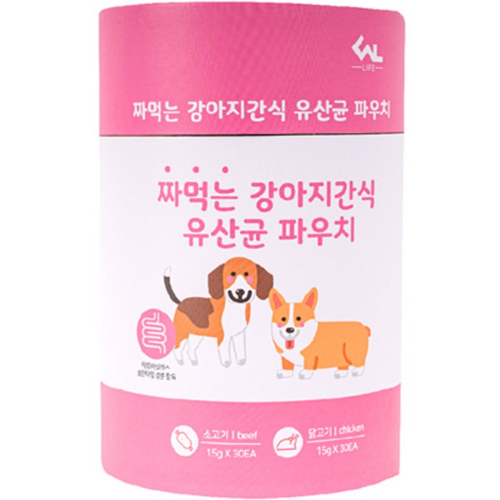 씨엔앨 라이프 짜먹는 강아지간식 파우치 영양제 소고기 30p 닭고기 30p