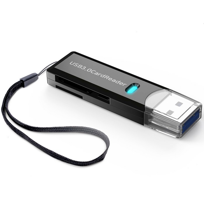 구스페리 USB 3.0 SD 카드  TF 카드 리더기, 단일상품, 블랙, 1개