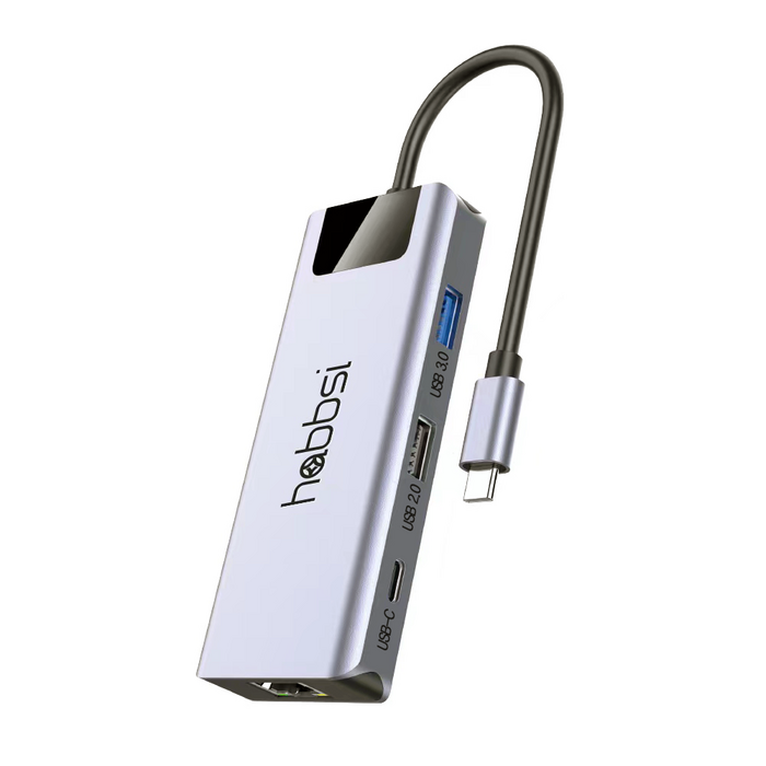 햅시 100W PD 충전 8포트 C타입 HDMI 4K USB3.0 미러링 멀티 허브 YMH8Prime, 스페이스그레이, 1개