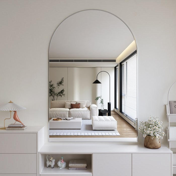 뷰티피크 벽거울 아치형 610 x 910 mm, 실버